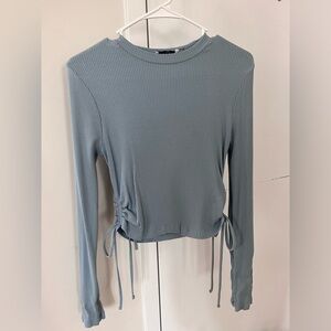 Drawstring detail rib top